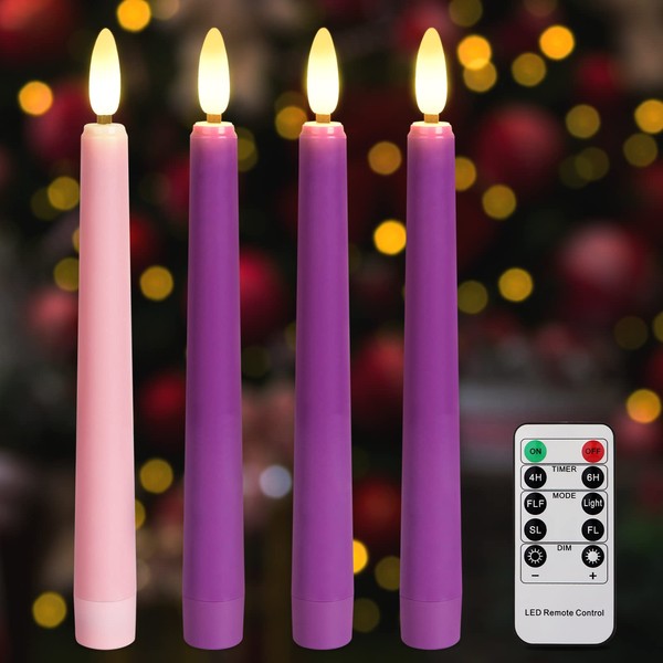 Daord 7.9" Advent Taper Candles Set of 4 Christmas LED