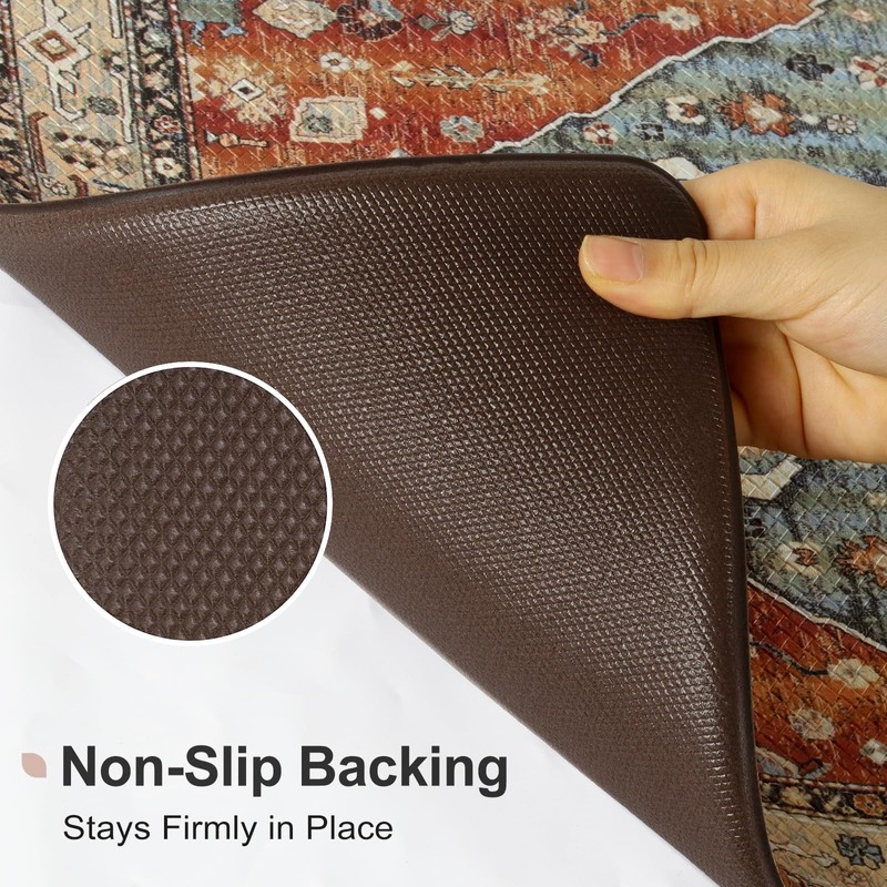 Collive Boho Cushioned Kitchen Mat, Comfort Anti Fatigue Mats for