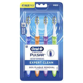 Oral-B Pulsar Expert Clean Battery Powered Toothbrush, Medium, 4 Count
