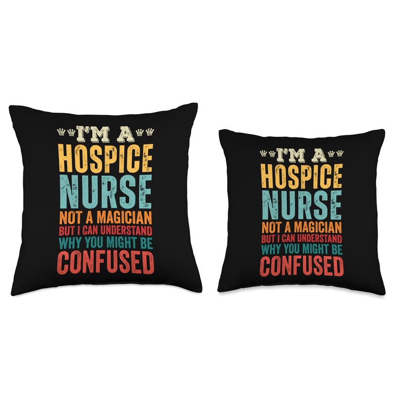 Okara Nursing Tees. Retro Magician Funny Hospice Nursing Throw Pillow,