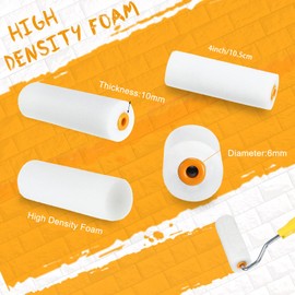 80 Pcs 4 Inch Mini Paint Roller Covers Small Foam Paint Roller Foam Roller Paint High Density Foam Roller Refills Brings Fine Smooth Finishes Flat Surfaces for Painting Cabinet Wall Cupboards Doors