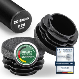 Plasticmetall Lamellar Plugs, Round, Diameter 28 mm, Made of PE, Pack of 20. [Spark Erosion Structure] Pipe Plugs for Stainless Steel Pipe, Aluminium Tube, for Pipe Cover of Empty Pipe, Round Tube