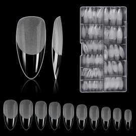 Nail Tips, Pack of 500 False Nail Acrylic Artificial Nail Tips with Storage Case for Nail Salons and DIY Nail Art at Home, 10 Sizes (Almond Shape)