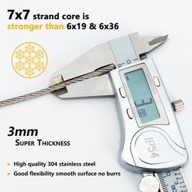 Sanuke M6 Turnbuckles for Cables Wire Kit, 100FT 1/8" Wire Rope 368 lbs Breaking Strength, 304 Stainless Steel Turnbuckle Cable Tensioner Kit, for String Lights Sun Shade Sail Garden Wire