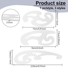BENECREAT 3 Pcs Stainless Steel French Curve Ruler, Metal Pattern Ruler, Drafting Stencils Drawing Templates Tool for Garment Design, Decorative Embossing, Professional Drawing Tool
