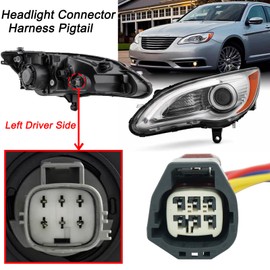 Micarun 6 Wires Halogen Headlight Connector Wiring Harness Pigtail Plug Fit for 2011-2014 Chrysler 200 Replaced OE 5182590AE