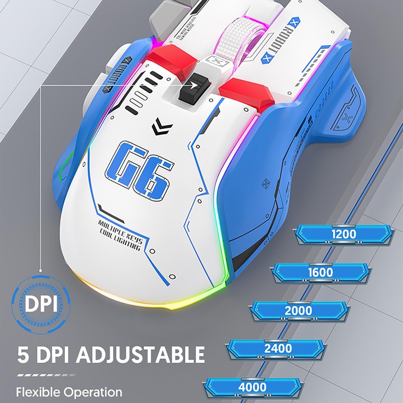 Wireless Bluetooth Gaming Mouse, 10 Macro Programmable Keys, 3 Modes