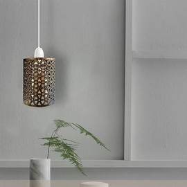 DC VOLTAGE 2 Pack of Industrial Metal Bulb Guard Drum Shaped Lampshades for Ceiling Pendant Lights, Indoor Easy Fit Wire Cages for Kitchen, Hallways(Brushed Copper S2)