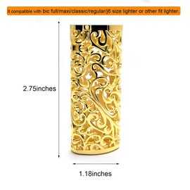 Lucklybestseller Thick Lighter Case Cover Holder Sleeve Pouches Metal Hollow Flower Design for BIC Full Size Lighter J6