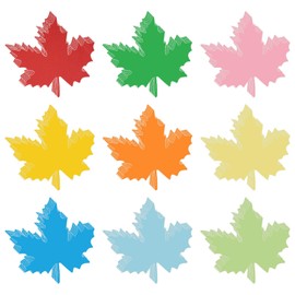 Honbay 54PCS Maple Leaf Paper Cutouts Assorted Color Fall Leaf Bulletin Board Decorations for Thanksgiving Party Back to School Party and Classroom Craft (9 Color, 6.4 Inch)