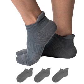 Viasox Ankle Compression Socks for Women & Men 3 Pack, 14 mmHg Support Improves Circulation, Extra Cushioned (Gray, M/L)