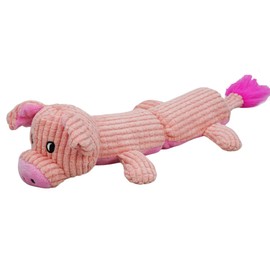 YOUBEMAGIC Squeaky Dog Toy No Stuffing with 2 Squeaker Body, Plush Pig Animal Interactive Chew Dog Toy for Small Medium Large Dogs