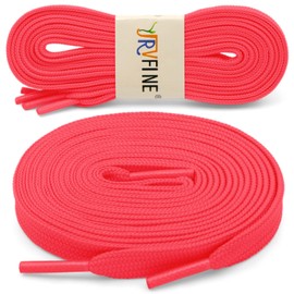 YJRVFINE Flat Athletic Shoe Laces: 1 Pair 51 Inch Orange Red Wide Shoelaces for Sneakers
