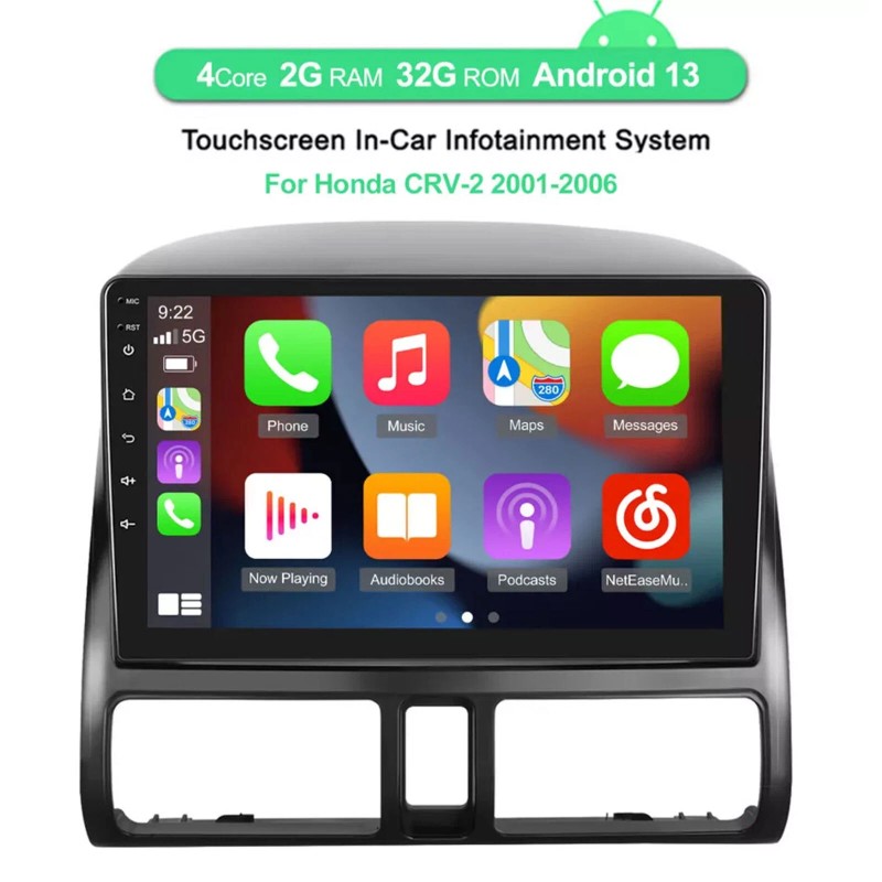 Podofo For Honda CRV-2 2001-2006 Android 13 Apple Carplay Car