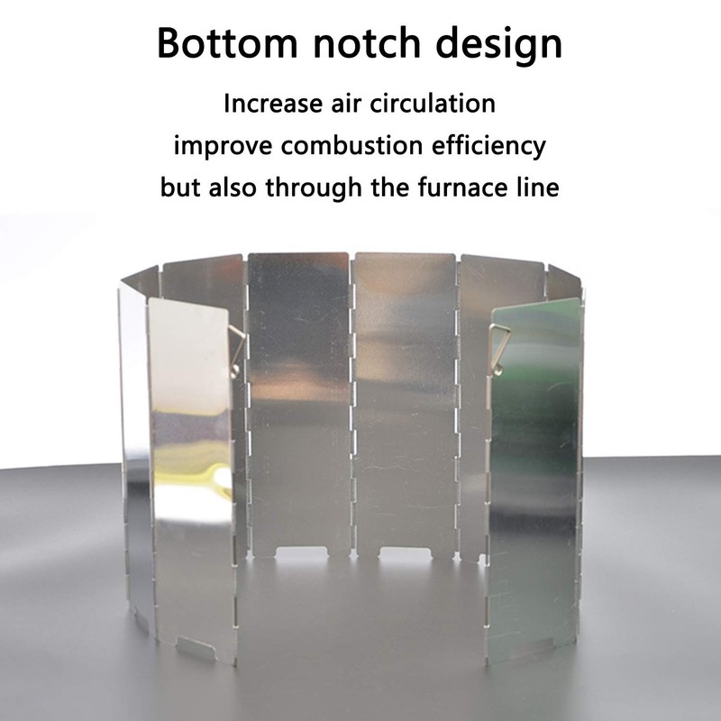 HKKAIS Outdoor Camping Windshield 10 Aluminum Windshield Ultralight Folding Windshield