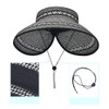 Women Sun Visors Foldable Straw Hats Black Summer Beach Packable