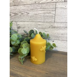 beeswax Pure Beeswax (bees wax)  - Large Round Votive Candle w/ honey bees