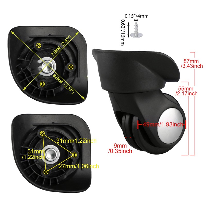 logyues Universal Swivel Wheel Left Suitcase Wheel (1L) 115W Series