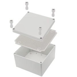 YETLEBOX Waterproof Electrical Box with Mounting Plate 125x125x75mm, IP67 Junction Box Dustproof Plastic DIY Electric Project Enclosure Box Grey 4.9"x 4.9"x 3"