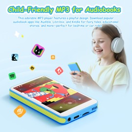 128GB MP3 Player with Bluetooth and WiFi, 4.0 Inch Touchscreen MP4 Players, Android 13 MP3 Player with Spotify, Deezer, Audible, App Store, Browser, HiFi Music Player with Speaker, up to 1TB