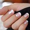 Pearl Shine - Uñas postizas redondas blancas con pestañas adhesivas