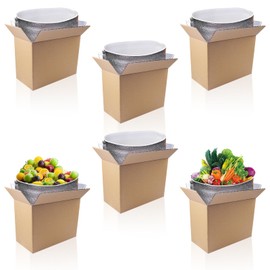 aromeili Insulated Shipping Boxes with Aluminum Foil Insulated Bag Liner-11" x 6.1" x 7.87" (6 Pack),Reusable Hot & Cold Carton Moving Kits for Shipping,Mailing,Packing