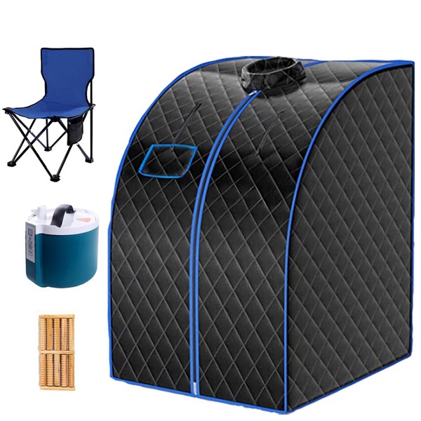Portable Personal Steam Sauna with 1000W&2L Steamer and Foldable Chair, Full Body Sauna Tent at Home Spa, Fast Heating in 6 Min, with Remote Control, Black