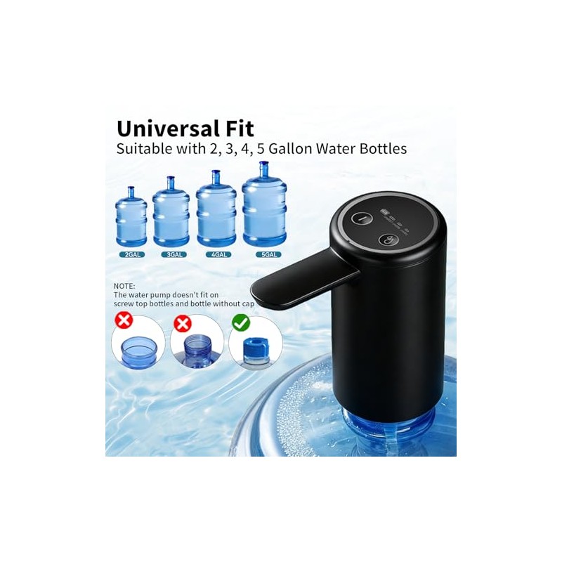 Water Dispenser for 5 Gallon Bottle, USB-C Rechargeable Electric Water