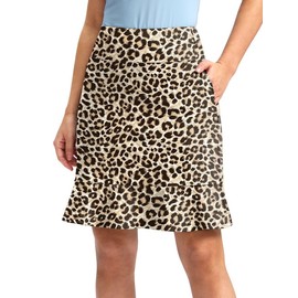 Viodia 20" Knee Length Skorts Skirts for Women with Pockets High Waisted Athletic Tennis Golf Skort for Casual Summer Leopard