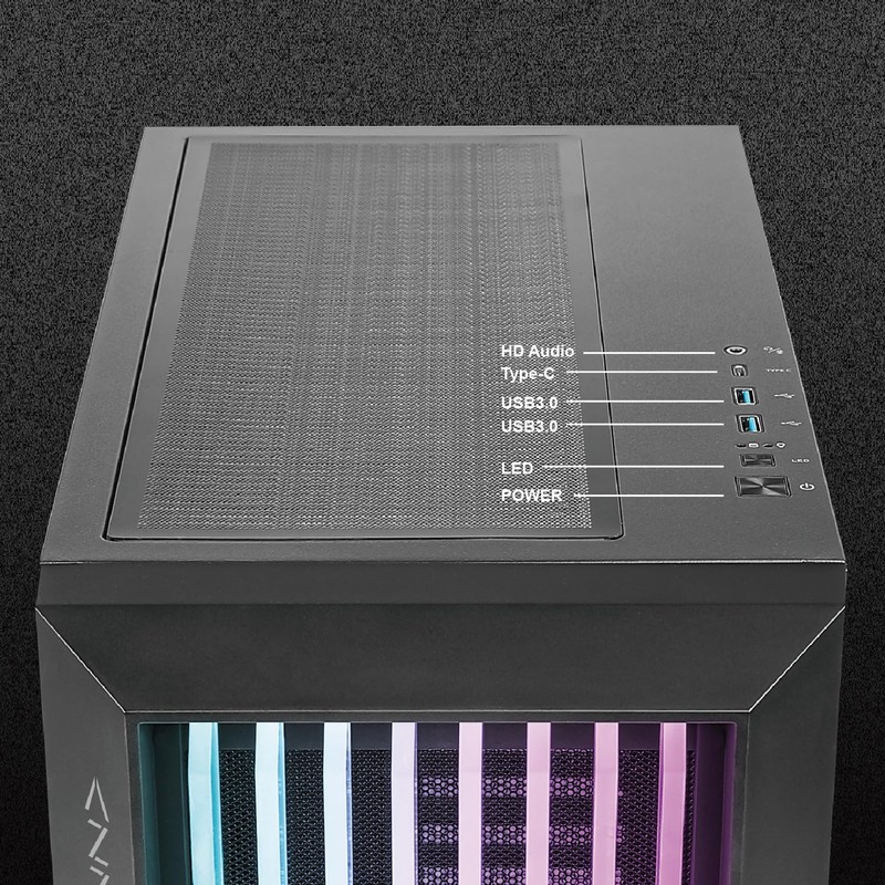 AZZA CSAZ-520BG Guardian/Gaming/ATX Mid-Tower/Computer Case/Tempered Glass Panel