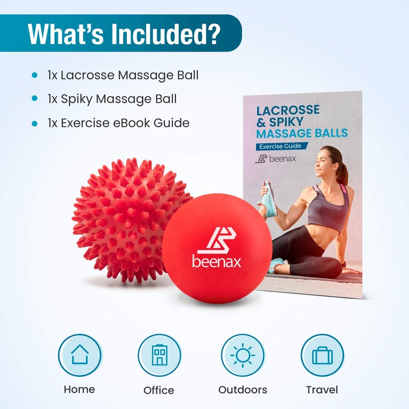 Beenax Lacrosse & Spiky Massage Ball Set - Perfect for