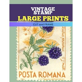 Vintage Stamp Large Prints | Cut and Frame: 50 Stamp Illustrations Perfect for Wall Art . Prints 8.5 x 11. Unframed Art