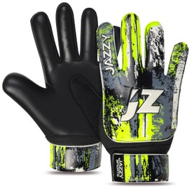 Jazzy Sports Soccer Goalie Gloves,Funky Football Goalkeeper Gloves for Kids Boys Children Youth with 4mm Latex for Strong Grip (Black, Size 2 Suitable for 4-5 Years)