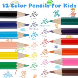 CXRYLZ Mini Drawing Colored Pencils Bulk, Small Cute 12 Color Pencils with Sharpener and Eraser Set, 3.5in Short Coloring Pencils for Kids School Supplies Classroom Prizes Travel (24)