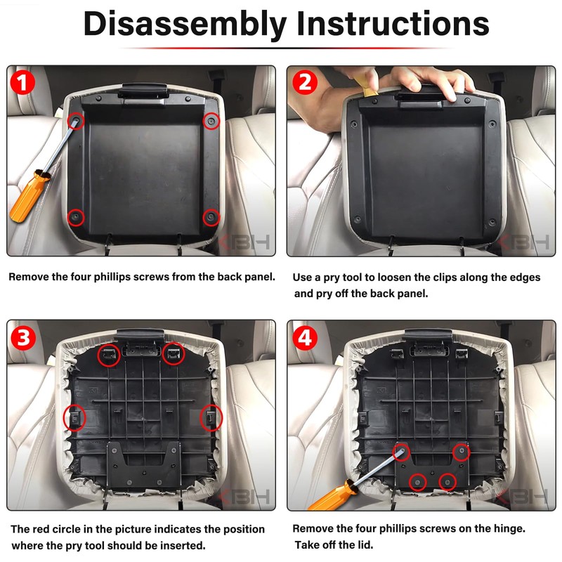 KBH Center Console Armrest Cover Replacement for Honda Pilot 2009-2015,