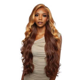 Mane Concept Human Hair Blend Skinbond Lace Front Wig Brown Sugar Glueless BSSB202 9X6 Pre Cut 02 (Plum Red 99J)