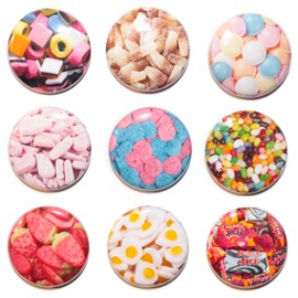 9 Mini Retro Sweet Fridge Magnets (25mm) - Made in UK - by Button Zombie