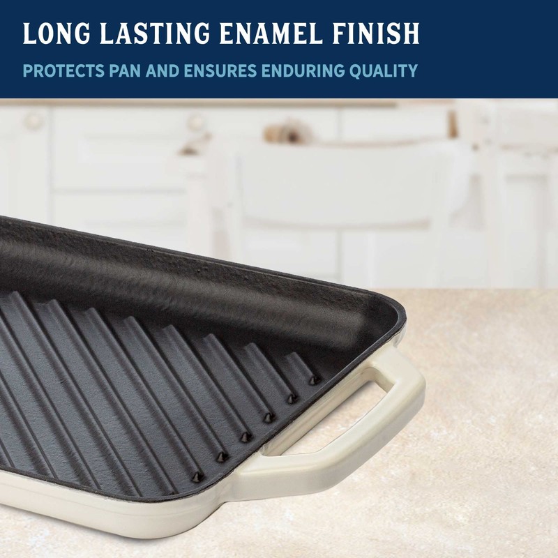 Country Living Enameled Cast Iron Grill Pan, Family Sized Rectangular