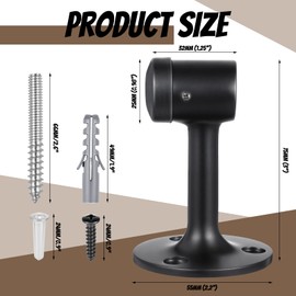 Otoolling 2 Pack Heavy Duty Floor Mounted Door Stops, 3 Inches Solid Brass Bumper Stop Commercial Grade Solid Brass Door Stop Accessories with Rubber Bumper and Stainless Steel Screws, Matte Black