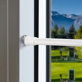 No Drill Curtain Pole, Telescopic Rod for Windows with Suction Cups and Screws, Tension Rod for Window Curtains, 30-45 cm (Diameter: 7.6/10 mm), White, Pack of 3