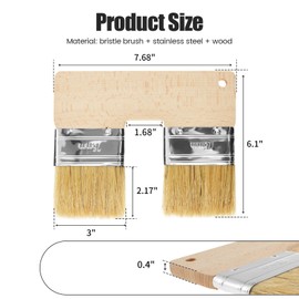 3 Inch Natural Bristle Limewash Paint Brush U-Shaped Double Paint Brush for Limewash on Brick and Interior Walls, Artist Wall (1 Pack)