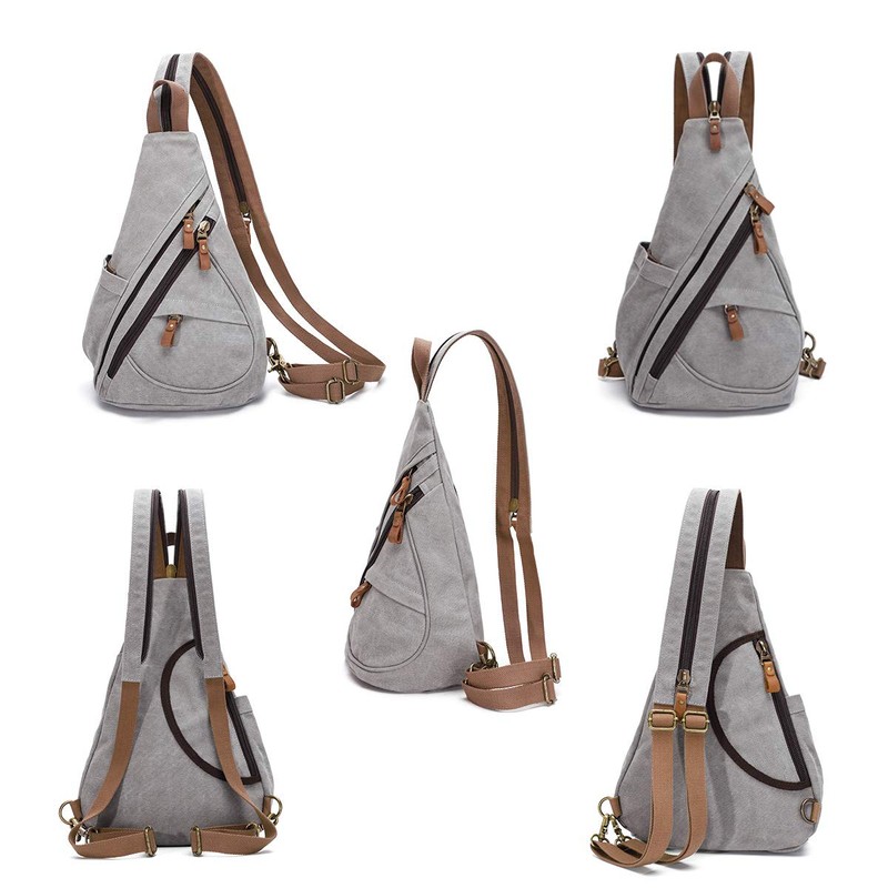 Canvas Sling Bag - Small Crossbody Backpack Shoulder Casual Daypack