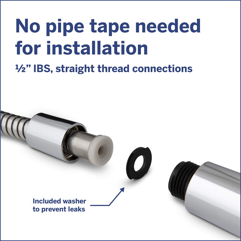 Waterpik HOS-960M Ultra-Flexible Replacement Metal Shower Hose, Extra Long for