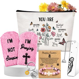 Swooflia Christian Religious Easter Gifts for Women- Fun Easter Basket Stuffers with Faith Inspired Cross Bracelet, Gift Sets Suitable for Bold Sisters, Besties and Women, Canvas