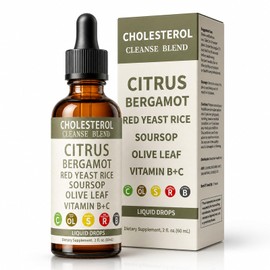Red Yeast Rice Drops - Cholesterol Support Blend with Citrus, Bergamot, Red Yeast Rice, Soursop, Olive Leaf, Vitamin B+C, Natural, Non-GMO, Vegan, Dietary Supplement, 2 fl. oz (60ml)