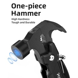 Pohaku 14-in-1 Multitool Hammer, Pohaku Multitool with DIY Stickers, Safety Lock, Screwdriver Bits Set and Durable Nylon Sheath, Multi Tool for Outdoor, Ideal Gifts for Father, Husband, Boyfriend