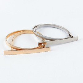 Women Skinny Elastic Waist Belt Thin Gold Metal Stretch Chain Belt for Dresses with Interlock Buckle