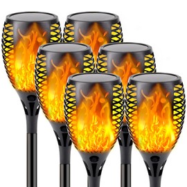 Upgraded Larger Solar Lights Outdoor, 6 Pack Flickering Flame Solar Torch Lights with Super Larger Size for Garden Decor, Waterproof Solar Garden Light, Solar Powered Outdoor Lights for Yard Pathway