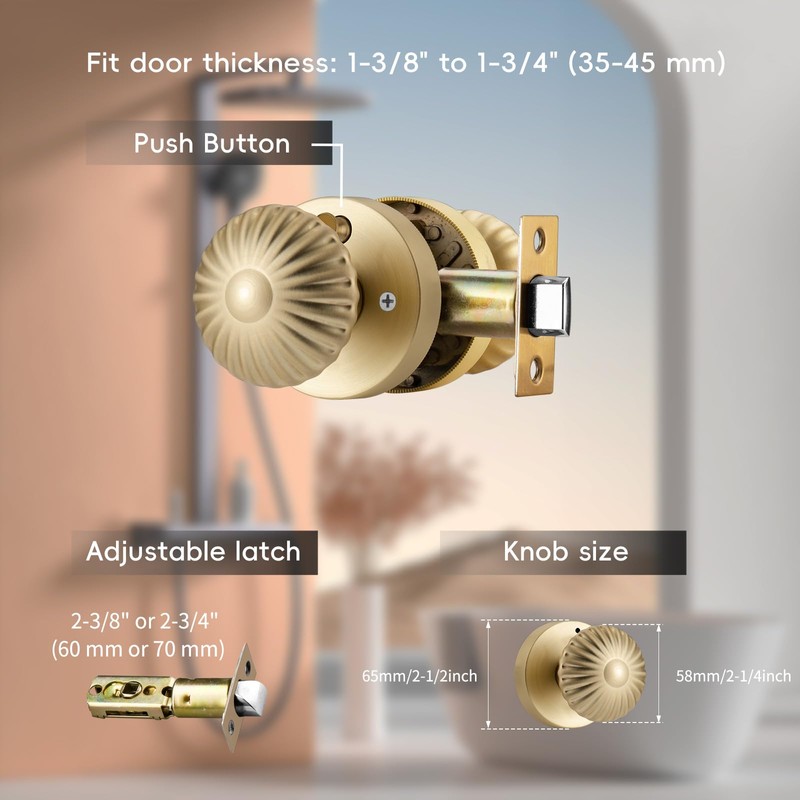 NCSEN Gold Interior Door Knobs, Heavy Duty Door Knob with