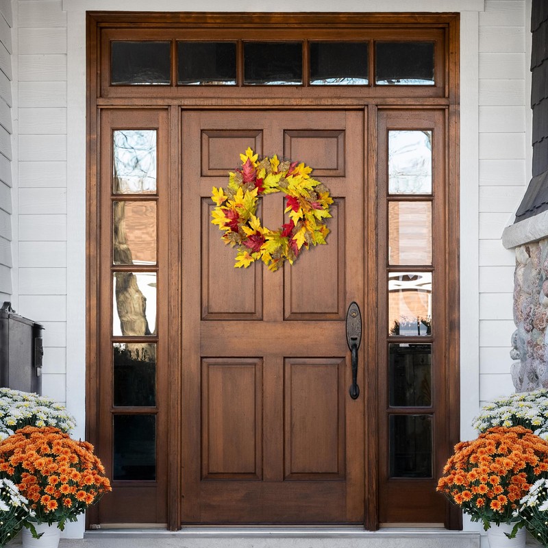 Maple Leaf Artificial Fall Harvest Wreath - 22"